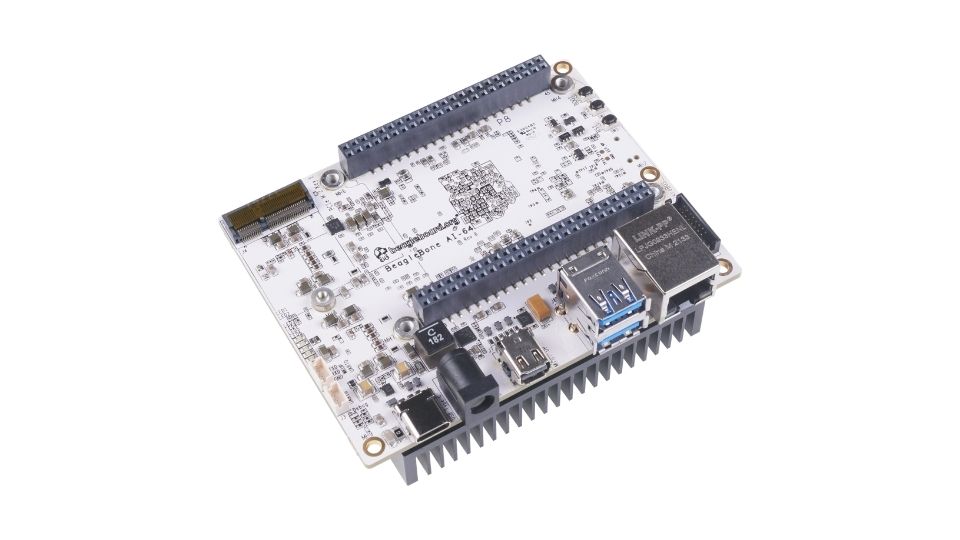 Fig: BeagleBone AI-64 front at 45° angle